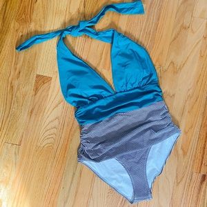 Cupshe - Stripe One-Piece Halter Swimsuit